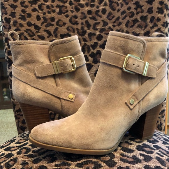 Franco Sarto L-Delancy Suede Ankle Boot - Mushroom, Size 9 - Picture 1 of 8